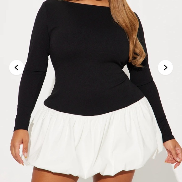 Fashion Nova Dresses & Skirts - Black and White Long Sleeve Bubble Dress